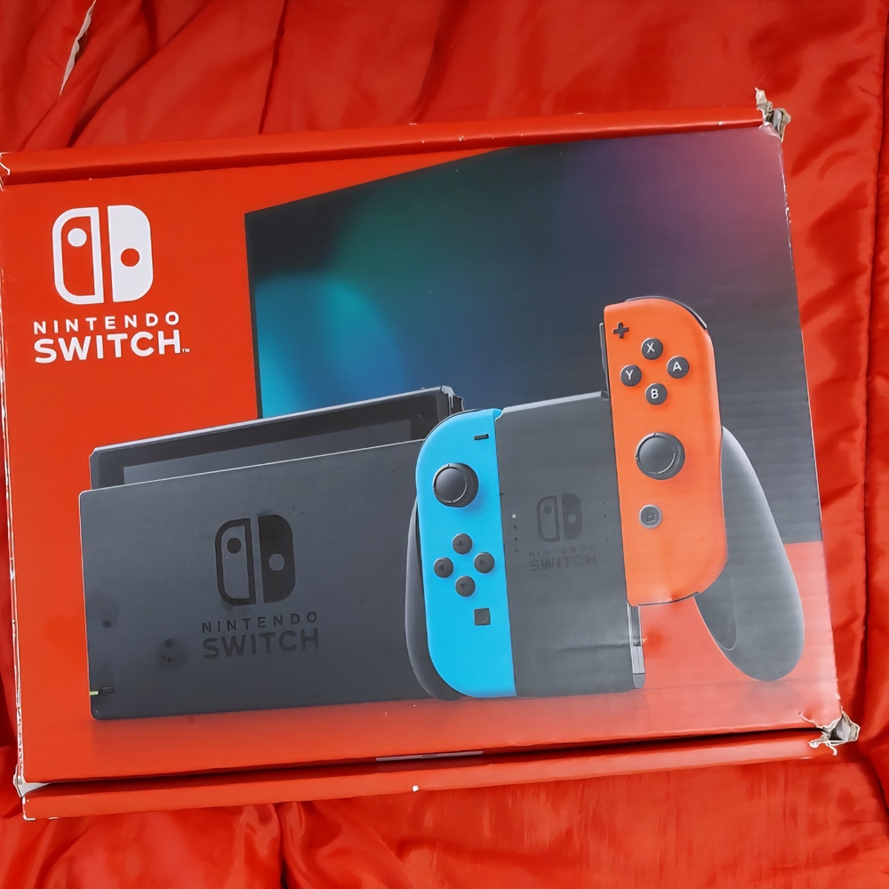 Nintendo Switch Console with Neon Blue and Neon Red Joy-Con